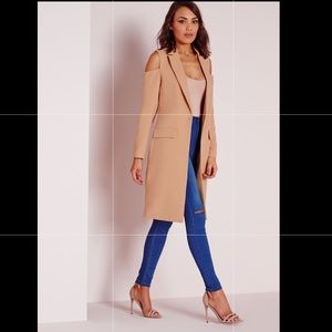 Missguided long nude/ tan coat NWT